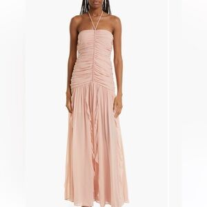 NWT Veronica Beard Lucine Ruched Silk Halter Dress
